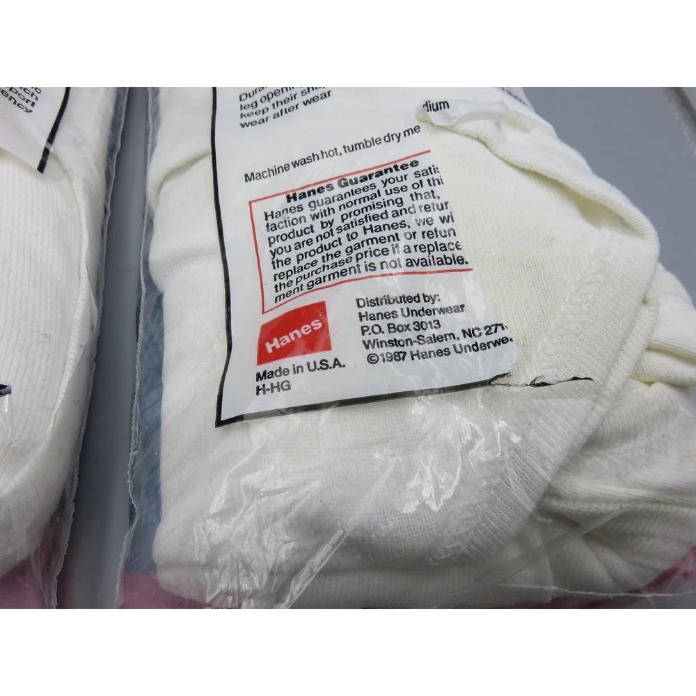 Vintage 1987 Hanes Mens Briefs 3-Pack White Cotton Made in USA Size 32